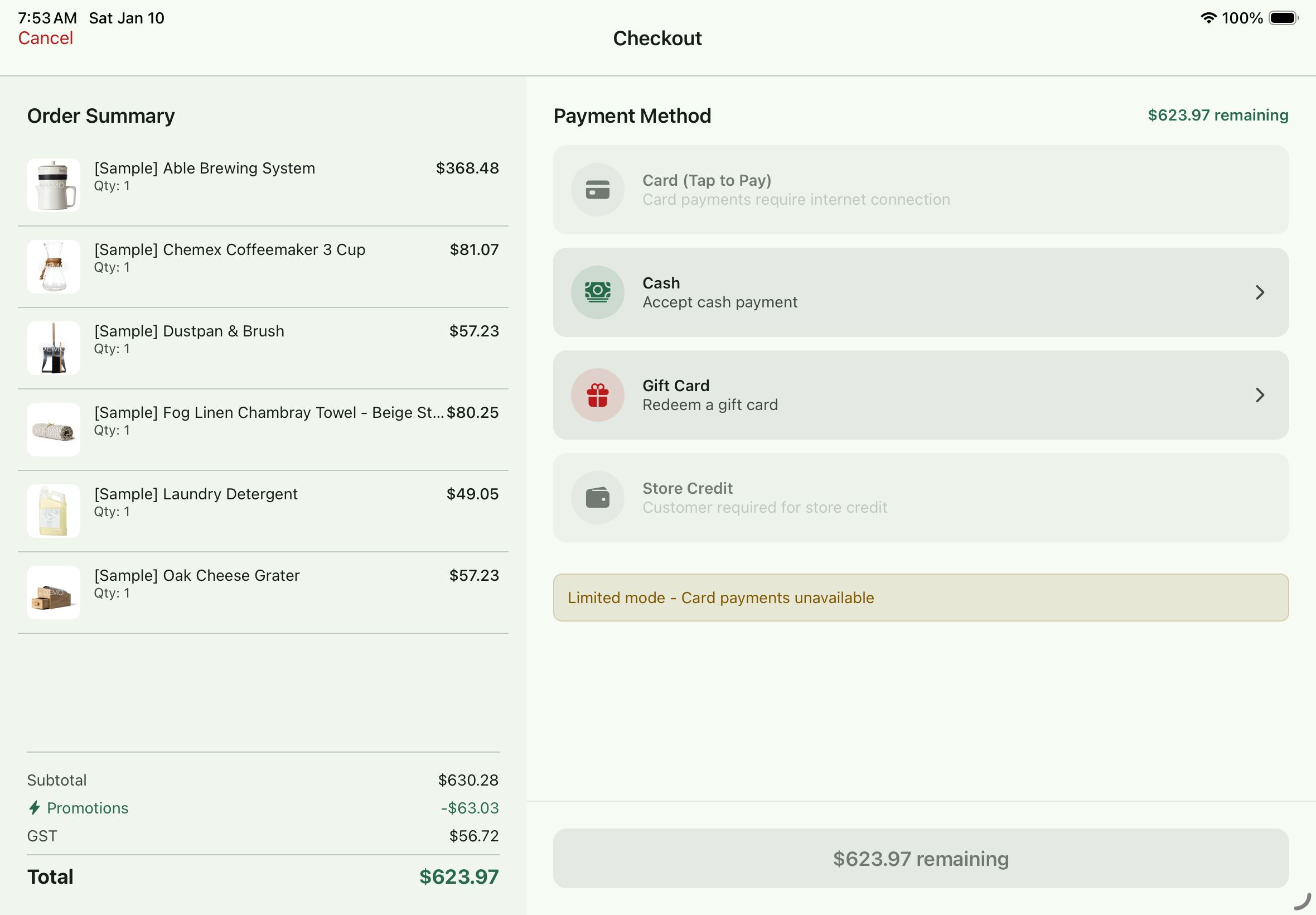 Payment method selection