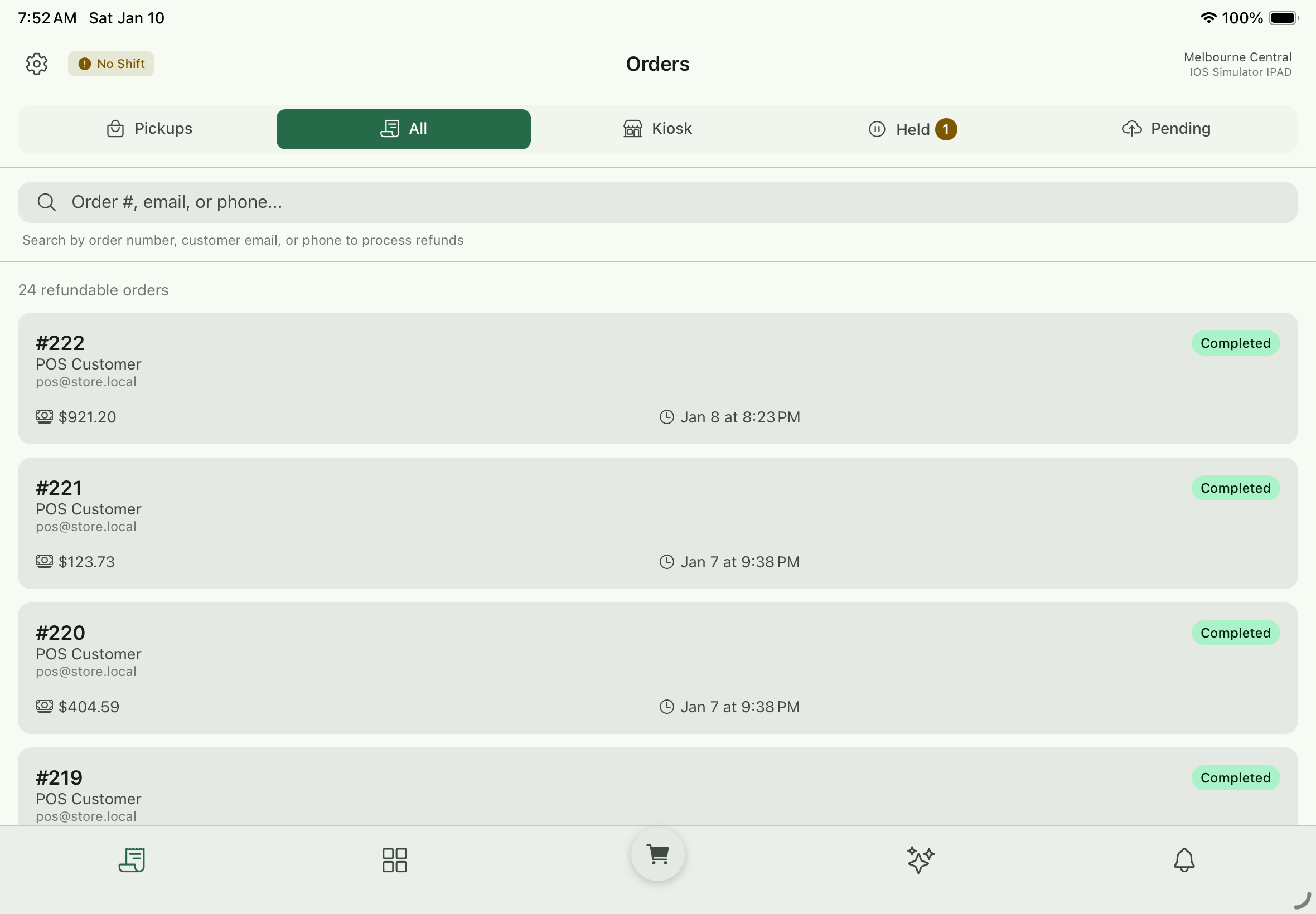 Order history and management